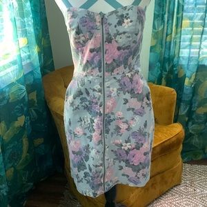 Never Worn Floral Denim Kimchi Blue Front Zip Dress Medium with Pockets
